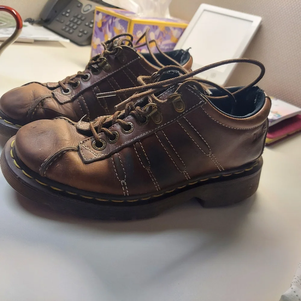 Vintage Dr. Martens Chunky 9764 Oxford Brown Leather Shoes Men's Size 6 Doc - Picture 13 of 14